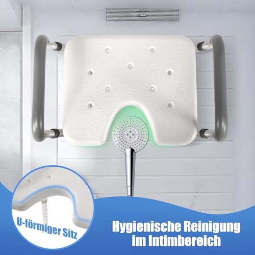 Duschhocker mit Armlehnen&EVA-Sitz,Duschstuhl höhenverstellbar als Badestuhl für Senioren,53cm Shower Chair extrabreit,Badhocker bis 150 kg belastbar,Duschhilfe werkzeugfreie Montage,Shower Stool