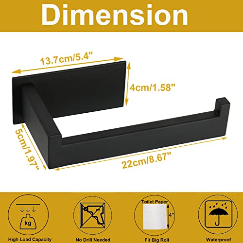 Vanloory Toilet Paper Holder, Self Adhesive Tissue Holder Stainless Steel Rustproof Paper Roll Holder, No Drilling Easy To Install, Toilet Paper Rack Suitable For Office, Bathroom (Matte Black) #TOP6
