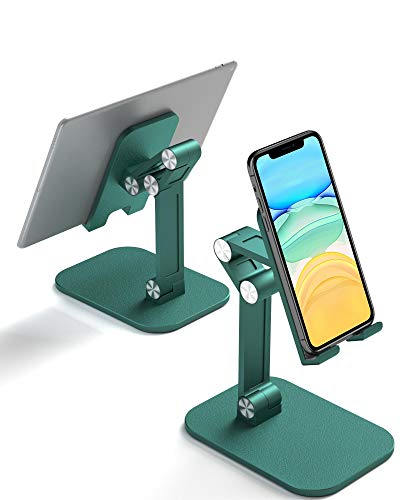 OTISA Foldable Cell Phone Stand for Desk, Height Adjustable Cell Phone Holder with Anti-Slip Base, Case Friendly Compatible with Most Mobile Phone/iPad/Kindle/Tablet(Green)