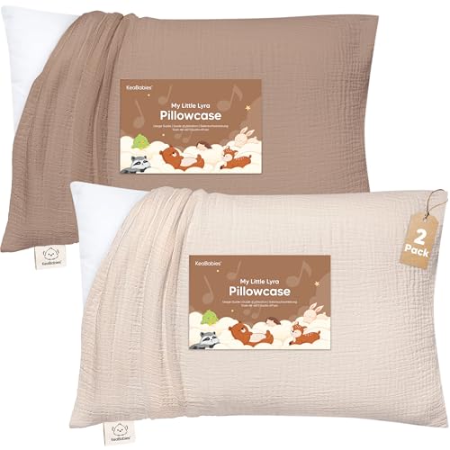 Image of KeaBabies Cotton Muslin Toddler Pillowcase 13x18 Only, 2-Pack (Ecru)