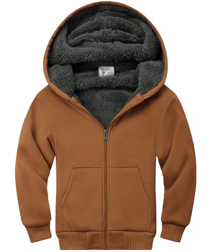 Image of GEEK LIGHTING Boys Sherpa Lined Hoodie Kids Fleece Sweatshirt Full Zip Hooded Jacket