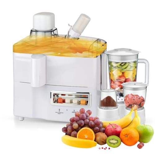 Presse-agrumes et mixeur 4 en 1, extracteur de jus d'agrumes électrique 800 W, machine à smoothie multifonction 1,8 L, machine à smoothie portable, presse-agrumes pour oranges, citron, citron vert
