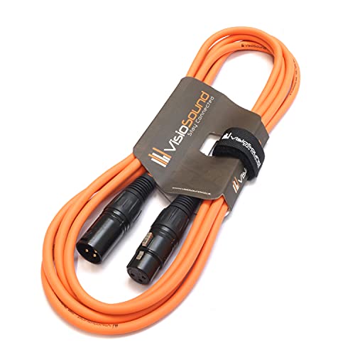 VisioSound Premium Microphone Lead Male XLR to Female XLR/Pro Noiseless Balanced Cable (3m, Orange)