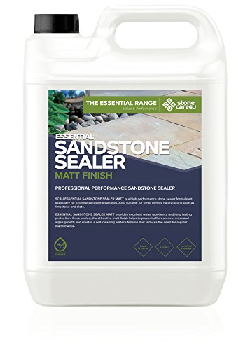 Stonecare4u - Essential Sandstone Sealer MATT (Dry) Finish - High Performance Quick Drying Formula - Long-Lasting 'Invisible' Finish. Easy to Apply Indian Sandstone Patio & Paving Sealant (5 Litre)
