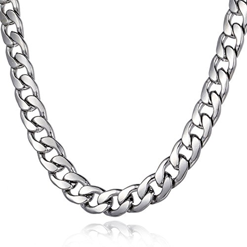 Trendsmax 11mm Mens Boys Curb Cuban Link Chain Silver Tone Stainless Steel Necklace 24inch