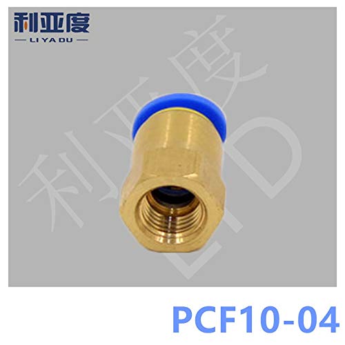 10PCS/LOT PCF10-04 Black/White Pneumatic Copper Quick Insertion Joint, PCF Internal Thread Through - (Color: Blue)
