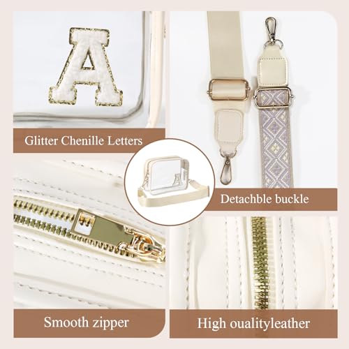 Stadium-Approved Clear Initial Purse, Crossbody Bag for Events, Concert and Sports,Adjustable Strap4
