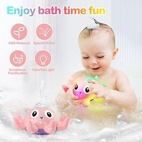 Baby Bath Toys Octopus Bathly Toy Light Up Baby Toys Bath Tub Toys for 1 year old Girls Boys Automatic Induction Spray Water Toy Gifts for Kids Toddler
