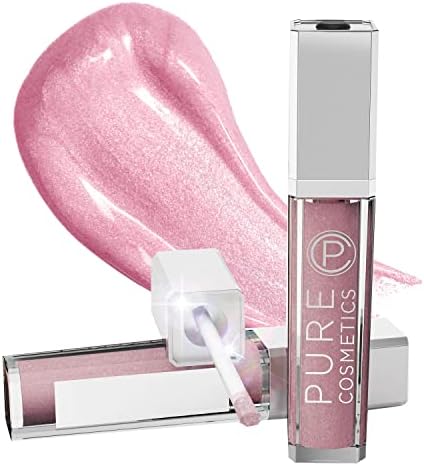 Pure Cosmetics Lip Gloss, Shimmer - Hydrating & Ultra-Moisturizing Lip Makeup with Jojoba Oil, Sweet Almond Oil & Vitamin E, LED Applicator with Mirror, Cruelty-Free and Talc-Free