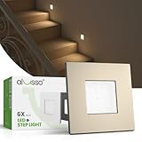 ALUSSO® 6er Set LED Treppenbeleuchtung 230V Dimmbar 3CCT Warmweiß Neutralweiß Kaltweiß Treppenlicht, 3WT 0.5W 1.5W 2.5W IP44 Treppenstufenbeleuchtung Treppenleuchte Wandeinbauleuchte, Eckig Nickel