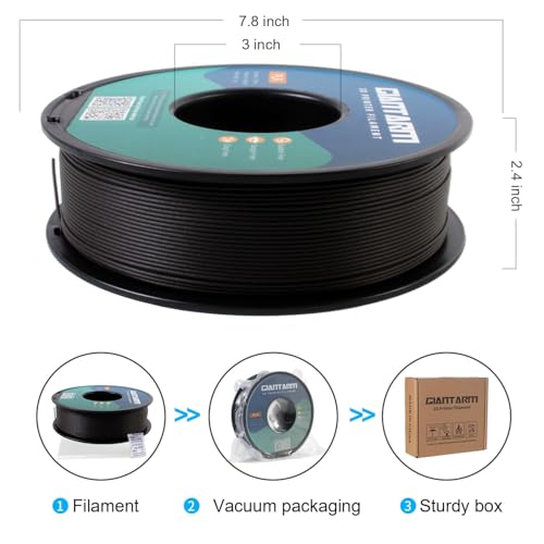 Image of GIANTARM 3D Printer Filament,Black & Grey 2kg PLA Filament 1.75mm,Dimensional Accuracy + /- 0.02 mm,2pcs 1kg Spool (2.2lbs) Fit Most FDM 3D Printers