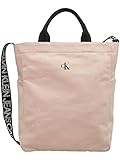  Calvin Klein Bolso de mano infantil con logotipo de lona, color beige