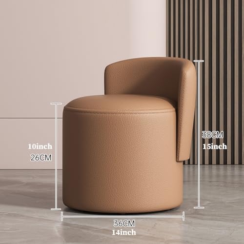 Tabouret de vanité rembourré doux en cuir PU marron rond