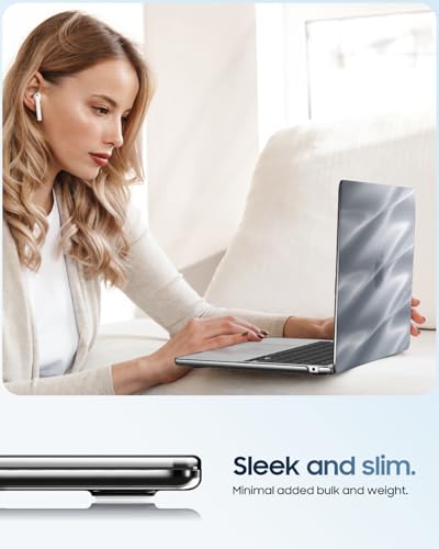 Image of Fintie Case for MacBook Air 13.6 A3449 /A3240 /A3113 /A2681, Satin Silver | 2022-2026, M2 /M3 /M4 /M5, Snap-On Shell Cover, Full Port Access, Easy On /Off, Lightweight