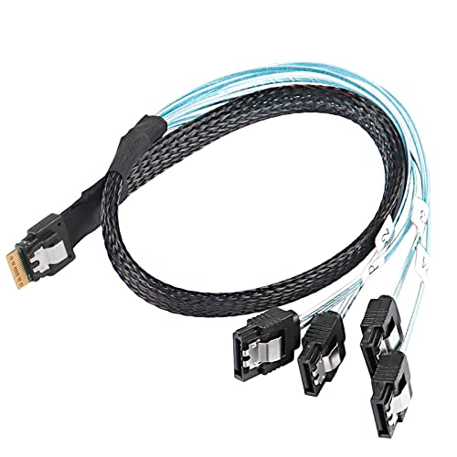 XMSJSIY Slimline SAS 4.0 SFF-8654 4i 38 Pin Host zu SATA 7 Pin X4 Ziel Festplatte Server Datenübertragungskabel Array Laufwerkskabel für Computer - 0.5M/1.64 Fuß