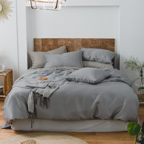 Cottonight Grey Comforter Sets Queen Dark Grey Comforter Queen Size Men Women Charcoal Grey Quilts Blanket Modern Solid Smoke Gray Bedding Comforter Set for Men Boys Adults