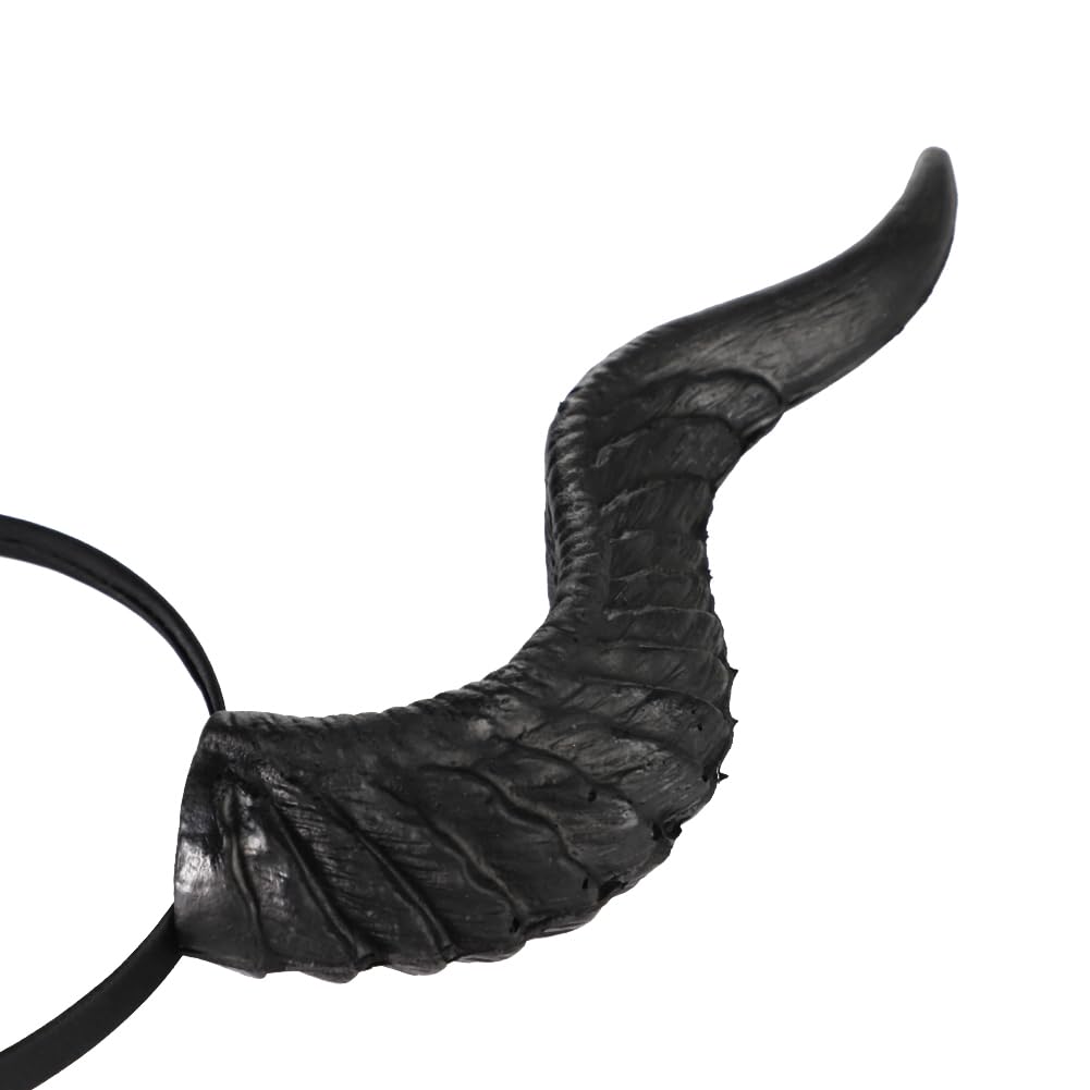 SIQITECHUK Devil Horns Headband Goat Sheep Horn Hairband Animal Demon Headgear Gothic Punk Headpiece for Halloween Carnival Cosplay Fancy Dress (Style A-Black) - Image 4