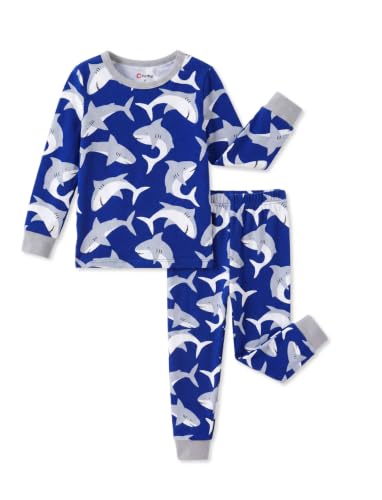 PATPAT Baby & Toddler Pajamas with Organic Cotton, PJs for Boys, Shark, 6Y