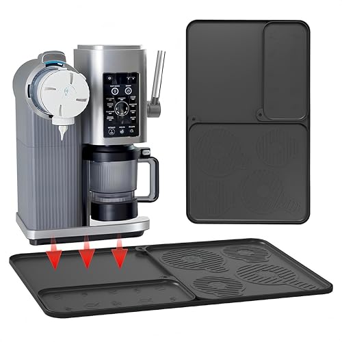 Sliding Pad for Ninja Swirl by Creami Ice Cream and Soft Serve Maker NC700/500/300-25“ x 15” countertop mat, silicone mat with drainage groove, thickened design to reduce vibration noise（Black）