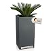 Produktbild DECORAS Pflanztrog/Blumentrog (Basaltgrau-Matt) - Großer, robuster Kunststoff-Blumenkübel für Garten & Terrasse - Winterfester Pflanztopf - UV-beständig (Länge: 40 cm/Breite: 40 cm/Höhe: 80 cm)