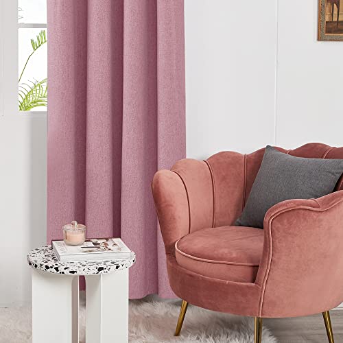 Deconovo Energy Saving 100% Blackout Curtains Eyelet Thermal Insulated Bedroom Pair Curtains Window Treatments for Kids with Coating Back Layer 52 x 72 Inch Pink 1 Pair - Image 6