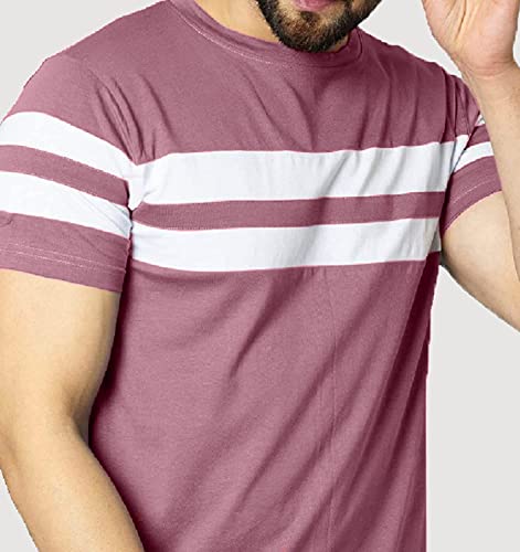 Image of RodZen Men's Polyester Round Neck Regular Fit Striped T-Shirt (Combo Pack of 2)