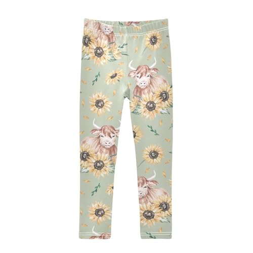Plateau Cow Girls Leggings,Workout Leggings for Girls Toddler Athletic Legging Size for 3-10T