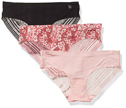 Jessica Simpson Women's Seamless No Show Hipster Panties Underwear Multi-Pack, Dusty Rose/Peachskin, Medium