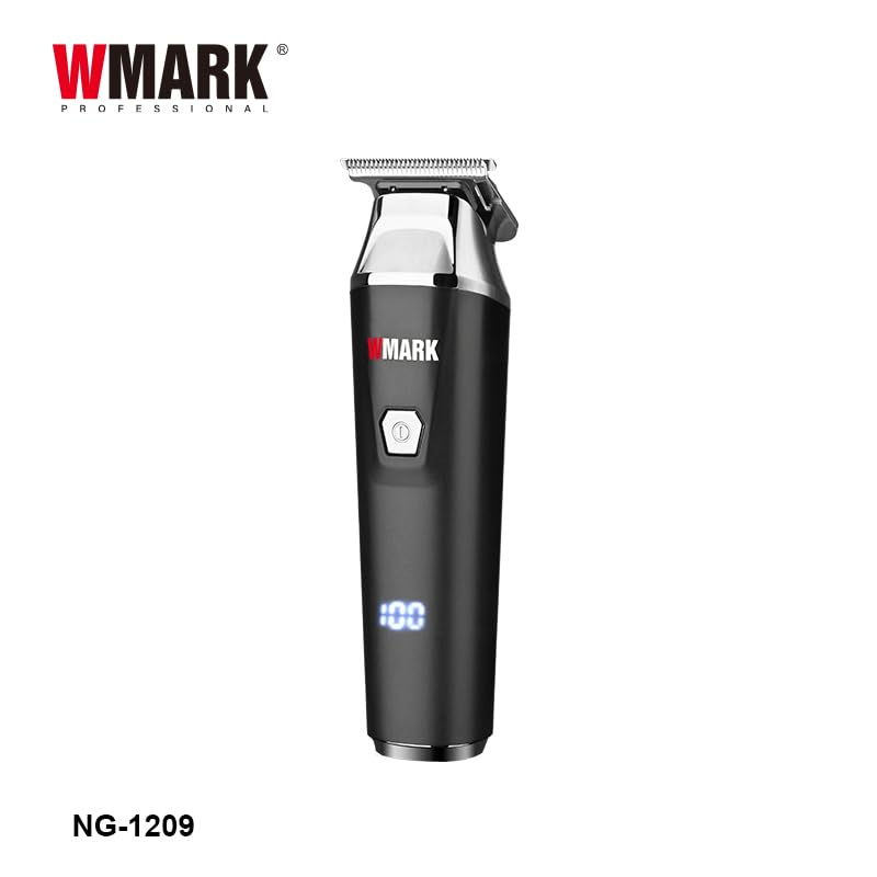 Image of WMARK NG-1209 Rechargeable Hair Trimmer T-Style Stainless Steel Blade 7000 RPM Motor, 1200mAh Lithium Battery Low Noise Corded and Cordless Use LED Battery Display 180 Minutes Runtime USB-C Charging