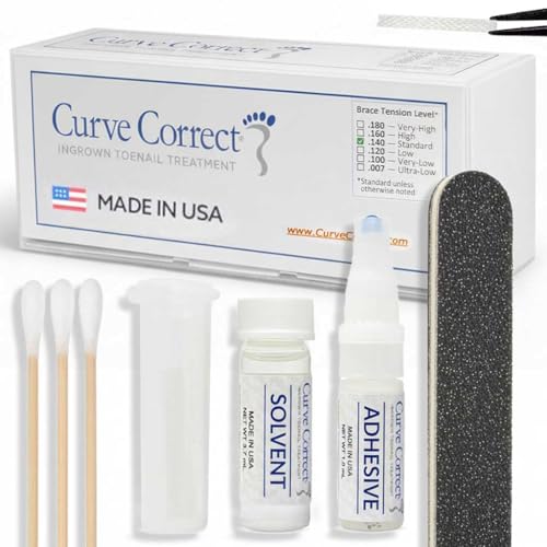CurveCorrect® Ingrown Toenail Treatment Kit - Ingrown Toenail Corrector Kit with 10 Braces - at Home Ingrown Toenail Correction - Big Toe Ingrown Nail Removal