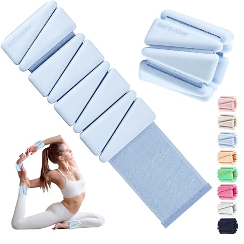 Image of BECOJADDE Ankle Weights for Women Wrist Weights Set of 2 (1 lb /2 lb Each) Adjustable Arm Leg Weight for Womens Men Suitable for Walking Swimming Running Pilates Yoga Gym