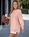 CHICME Womens Long Sleeve Sweatshirt Zipper Slit Sweatshirt Dress Casual Pullover Tops Fall Outfit Light Pink-S