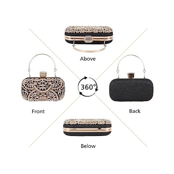 GOKTOW Rhinestone Clutch Purse,Sparkly Crystal Floral Evening Bag for Women Formal Prom Bridal Wedding Party - Image 6