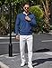 COOFANDY Mens Polo Knit Sweater Button Sweater Classic Winter Fall Business Casual Sweaters Dark Blue