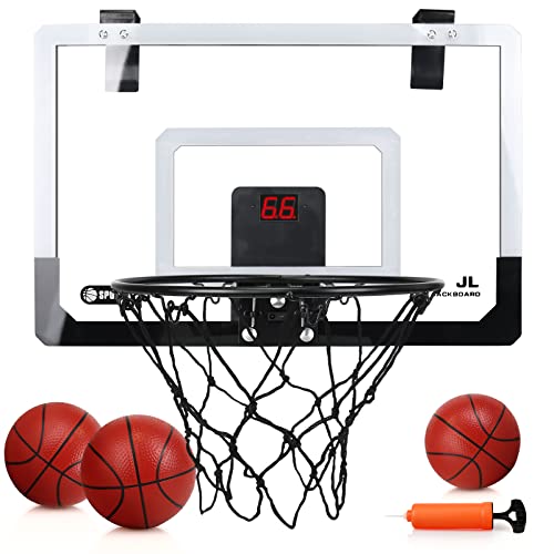 Door Basketball Hoop with Electronic Scoreboard, Indoor Mini Basketball Hoop, Over The Door Basketball Set with 3 Balls, Basketball Backboard Toy Gifts for Kids Boys Adults