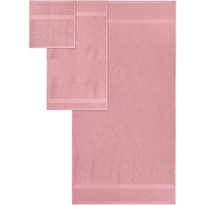 Utopia Towels 8-teiliges Premium-Handtuch-Set, 2 Badetücher, 2 Handtücher und 4 Waschlappen, 600 g/m², 100% ringgesponnene Baumwolle, Fitnessstudio, Hotel und Spa (Altrosa) – Bild 3