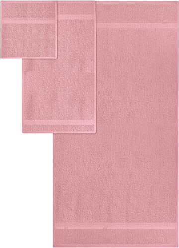 Utopia Towels 8 Piece Premium Towel Set, 2 Bath, 2 Hand, and 4 Wash Cloths, 600 GSM 100% Ring Spun Cotton, Highly Absorbent Towels for Bathroom, Gym, Hotel, and Spa, Dusty Pink