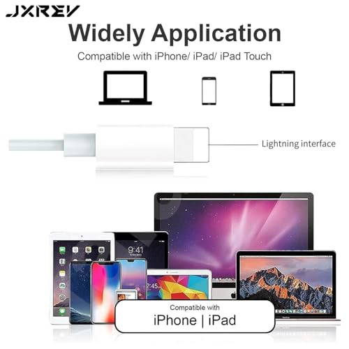 Image of Jxrev Wired Earphone Built-in Microphone & Volume Control iPhone Wired Headphones Lightning Connector Earphones Compatible for iPhone 7 /8 /XR /XS /X /11 /12 /13 /14 Pro (White) - in Ear Stereo