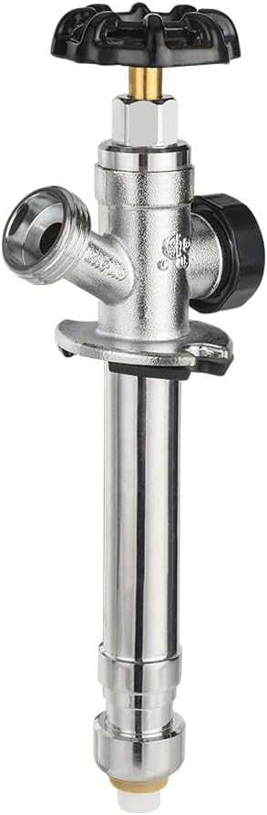 EFIELD 4-inch Anti-Siphon Frost Free Sillcock 1/2 inch Push Fit X 3/4 inch Hose Bibb, Chrome Plated Brass Body (4-inch Length),(SILLCOCK035)