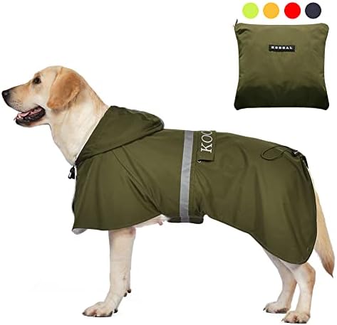 KOOGAL Pet Large Dog Raincoat Apparel Poncho Waterproof for Medium Large Sized for Dog Raincoat Clothes Jacket (3XL, Green)