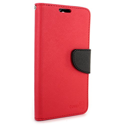 Zte Axon Pro Wallet Case, Coveron® [Carryall Series] Flip Folio Card Slot Pouch Cover Screen Protector + Strap Case For Zte Axon Pro - Red & Black #TOP4