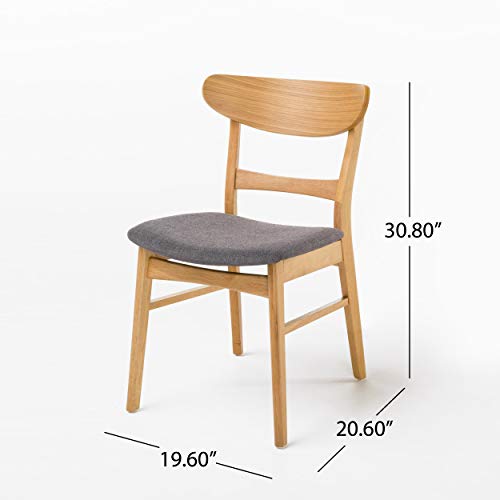 Christopher Knight Home Idalia Dining Chairs, 2-Pcs Set, Dark Grey / Oak Finish