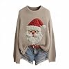 Christmas Jumpers for Women UK 3D Print Knitted Jumpers Long Sleeves Crew Neck Sweaters Ladies Xmas Winter Warm Fleece Pullover Comfortable Oversized Sweaters