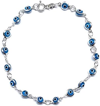 Braccialetto in argento sterling con occhio malvagio: zirconi blu scuro, zirconi cubici - Italia