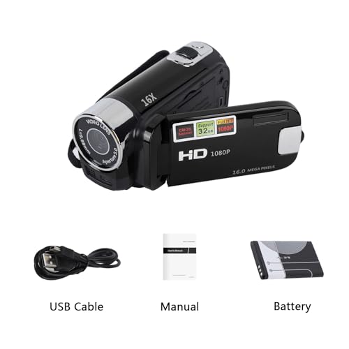 Fulkued Camcorder Video Camera,1080P 16MP mini Dv Camcorder,2.7in TFT Screen 16X Digital Video Camera with Fill Light and USB Cable(Black) - Image 6