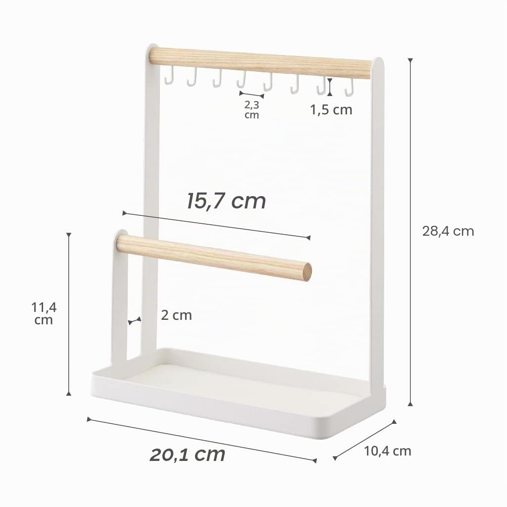 YAMAZAKI 2311 TOSCA Accessory Stand, white, Steel/Wood, 20 x 10.5 x 28.5 cm
