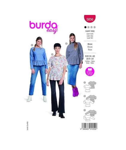 Burda Schnittmuster, 5856, Bluse, [Damen, Gr. 34-48], Level 1 super easy