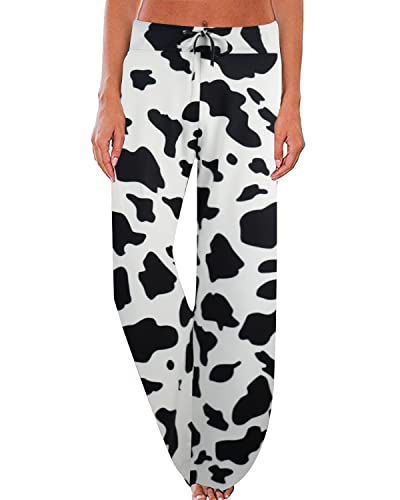 Image of NEWCOSPLAY Women's Comfy Pajama Pants Casual Drawstring Palazzo Lounge Wide Leg Pants