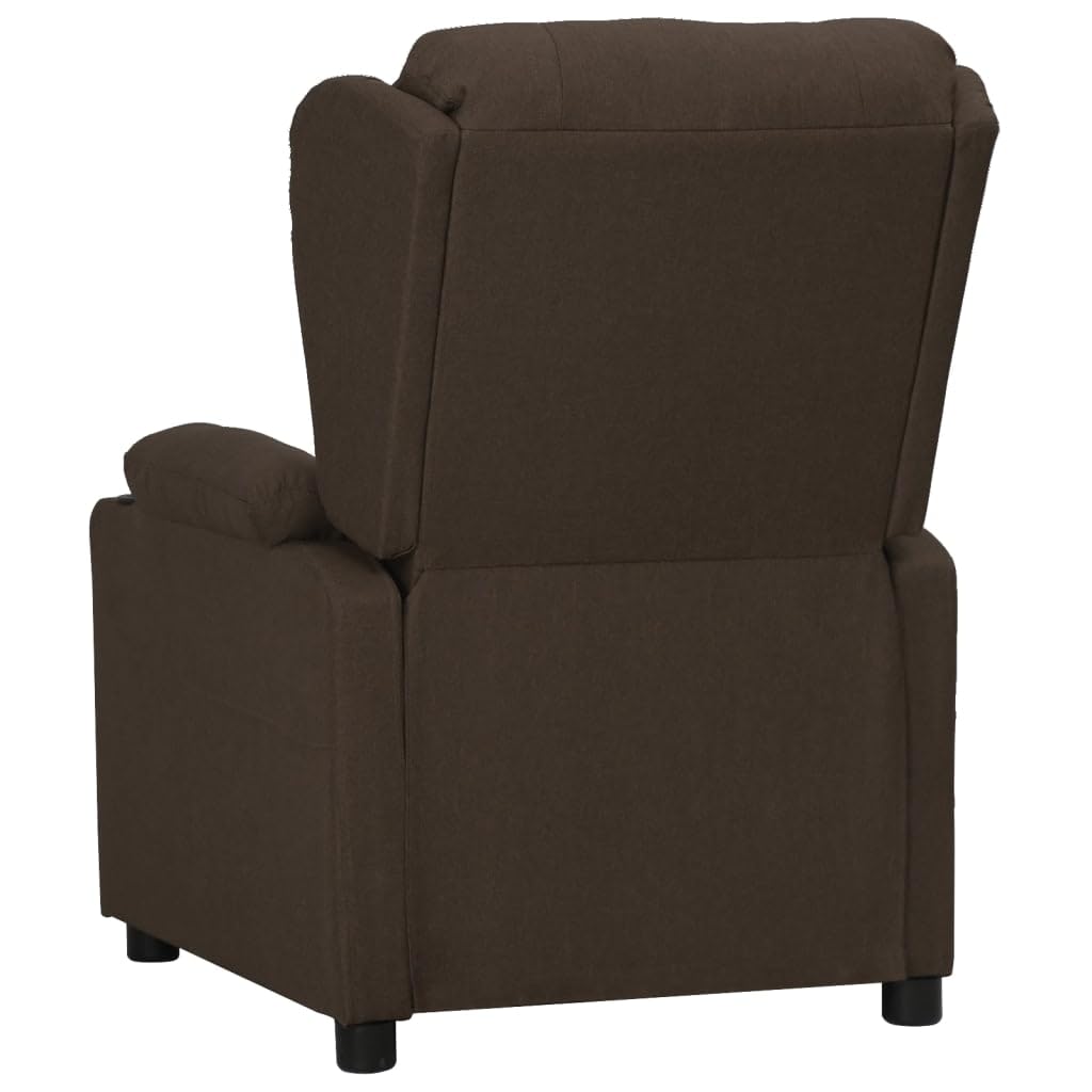 Poltrona Relax con Funzione Reclinata, Poltrona TV Regolabile Manualmente con 2 Portabevande, Poltrona TV Imbottita in Tessuto, Poltrona per Soggiorno, Marrone Scuro