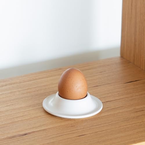 MIAMIO - Eierbecher 4er Set Keramik, Steingut Eierbecher mit Ablage, Restaurantqualität - Spülmaschinenfest (Weiß) – Bild 8